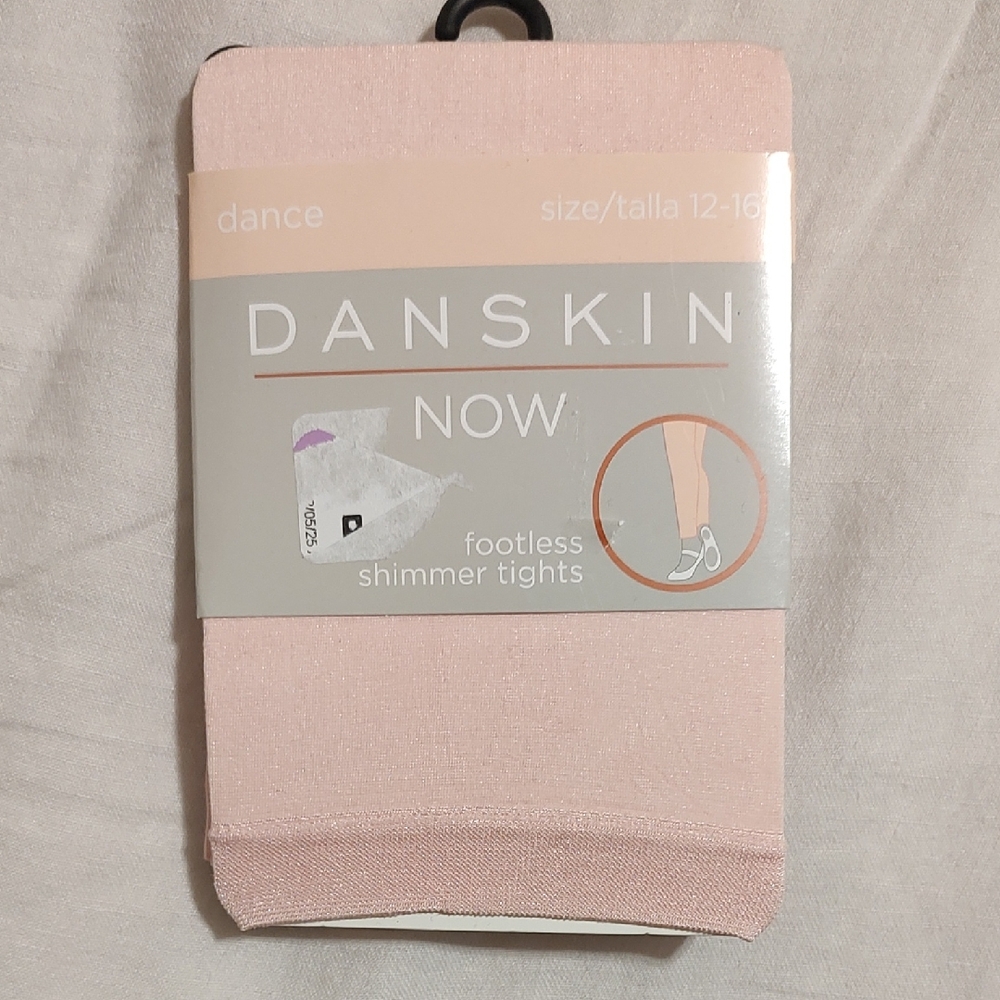 Danskin Now Light Pink Footless Shimmer Tights 12-16